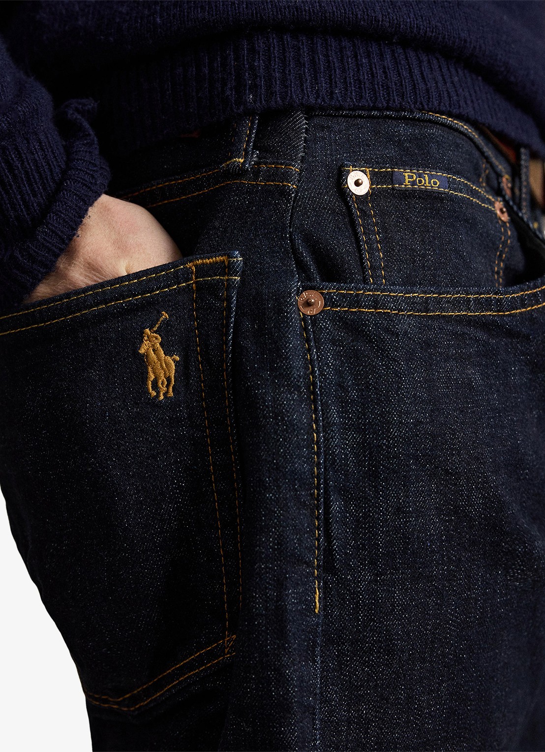 Ralph Lauren Hampton straight leg jeans met donkere wassing - detail 3 rinse stretch / indigo