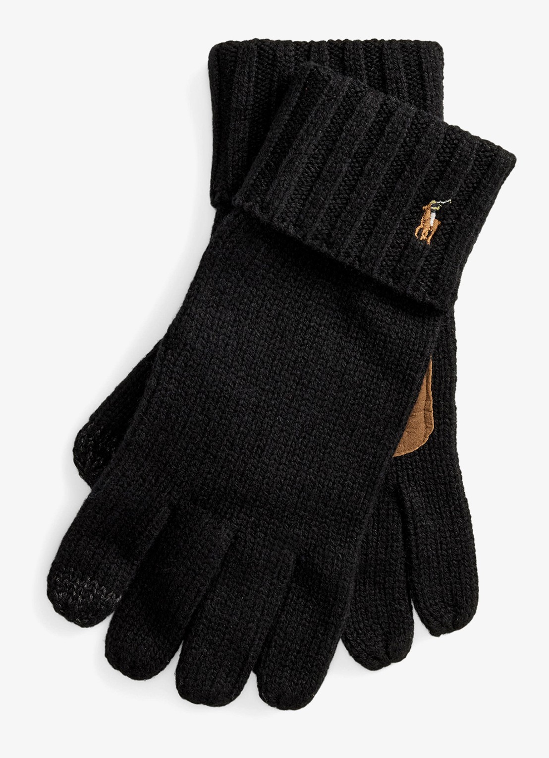 Ralph Lauren Handschoenen van merinowol met touchscreen functie - voorkant black / zwart