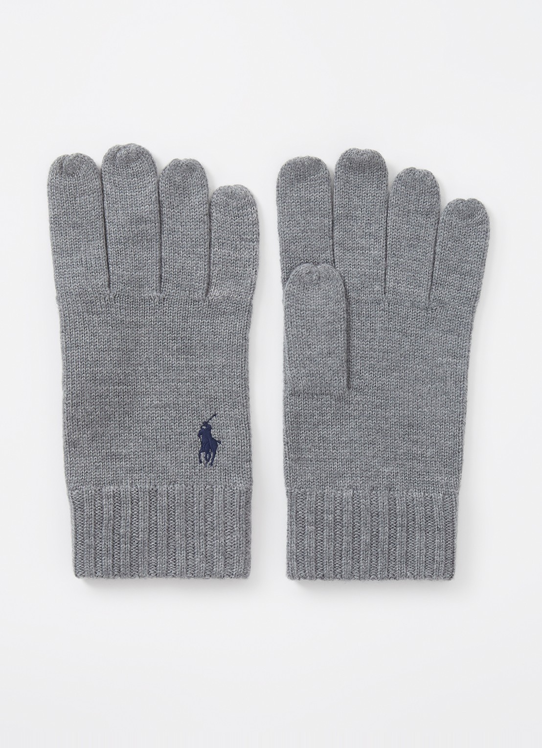 Ralph Lauren Handschoenen van wol met logoborduring - voorkant grijsmele