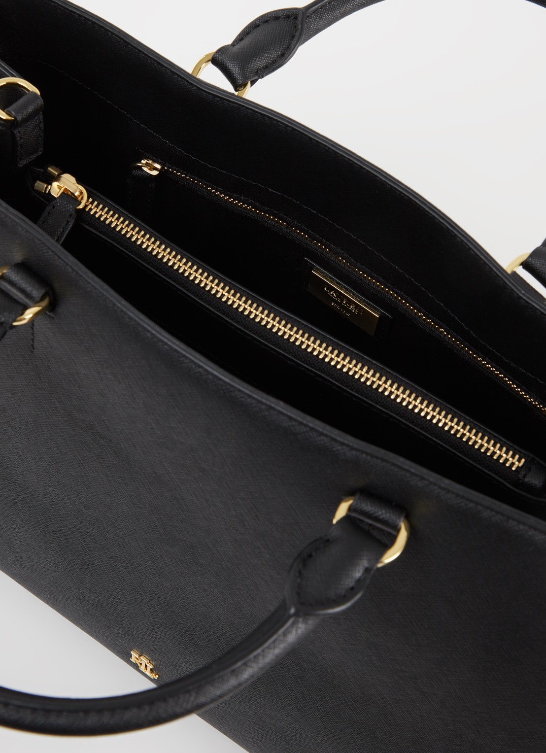 Ralph Lauren Handtas van leer met logo - detail 2 zwart