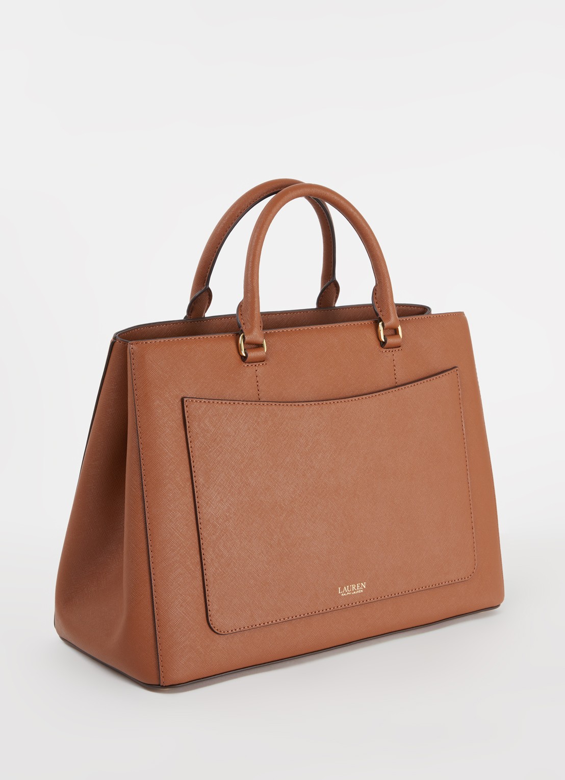 Ralph Lauren Handtas van leer met logo - achterkant 3 cognac