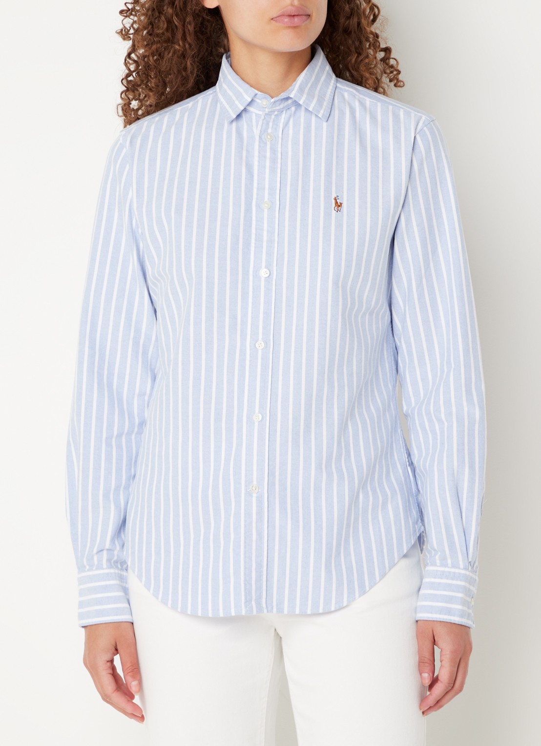 Ralph Lauren Harper blouse met streepdessin - detail 4 lichtblauw