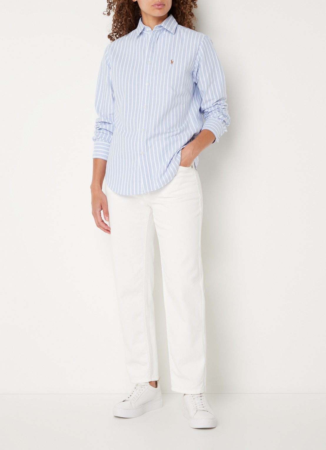 Ralph Lauren Harper blouse met streepdessin - voorkant 3 lichtblauw