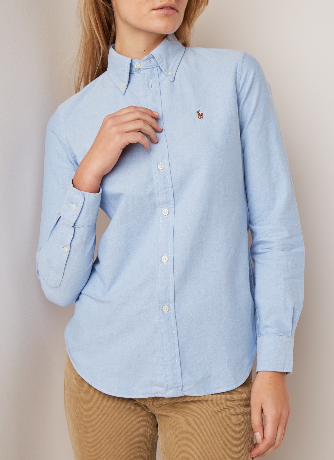 Ralph Lauren Harper blouse van katoen - detail 2 lichtblauw