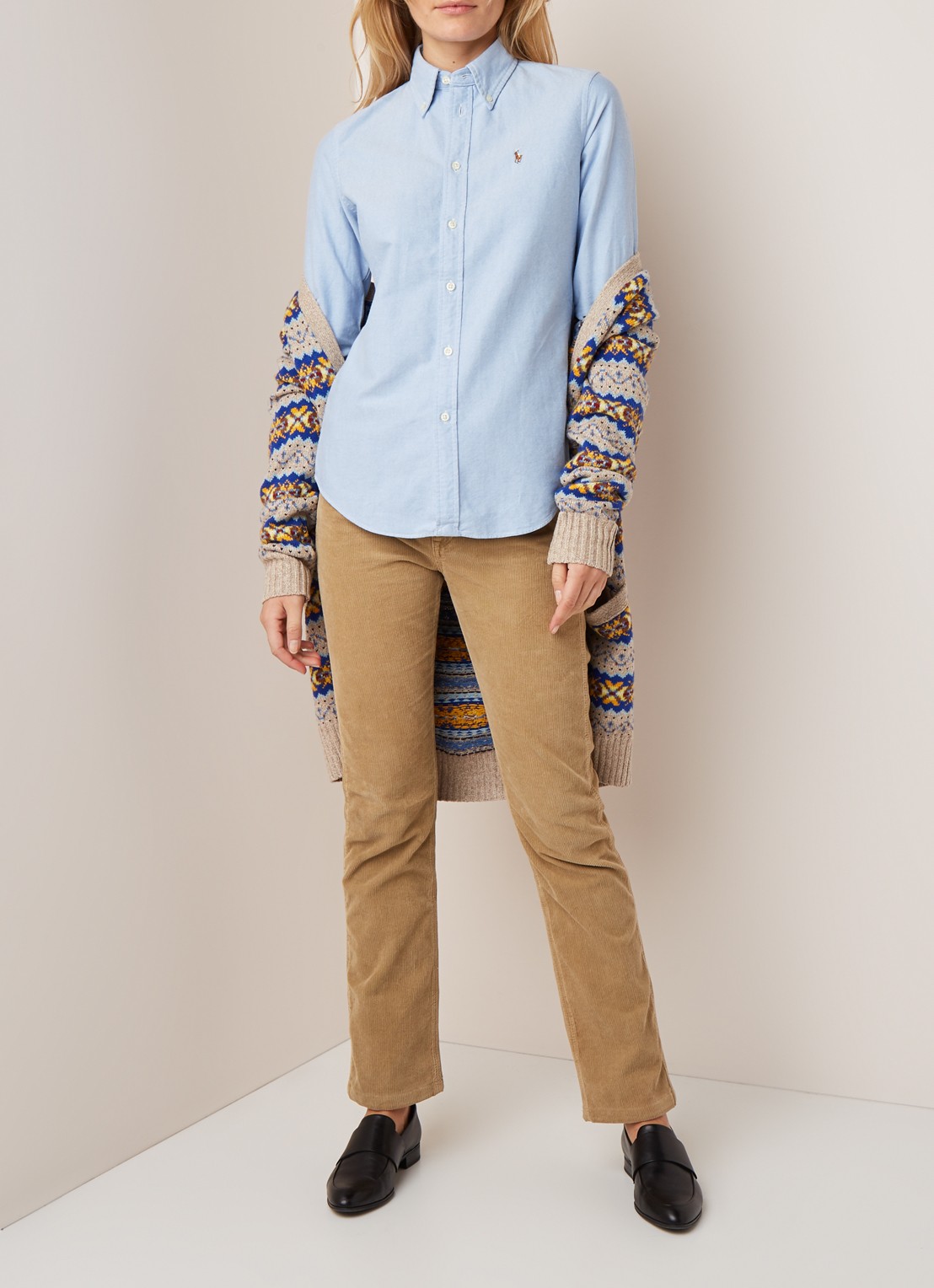 Ralph Lauren Harper blouse van katoen - voorkant 4 lichtblauw