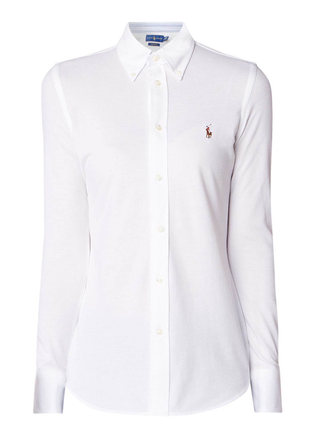 Ralph Lauren Heidi Oxford blouse van jersey - voorkant wit