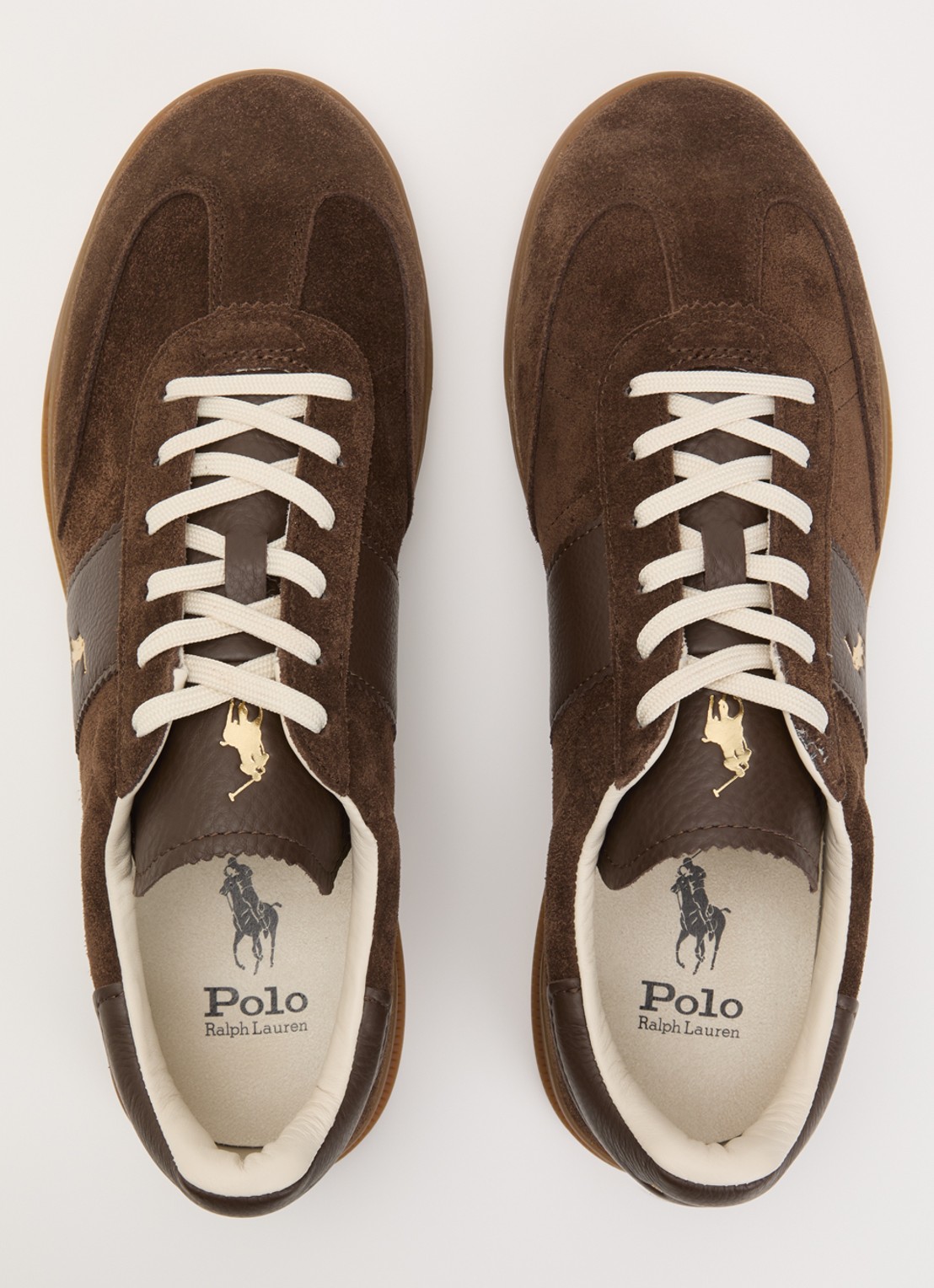 Ralph Lauren Heritage Aera sneaker van suède met leren details en logo - detail 3 chocoladebruin