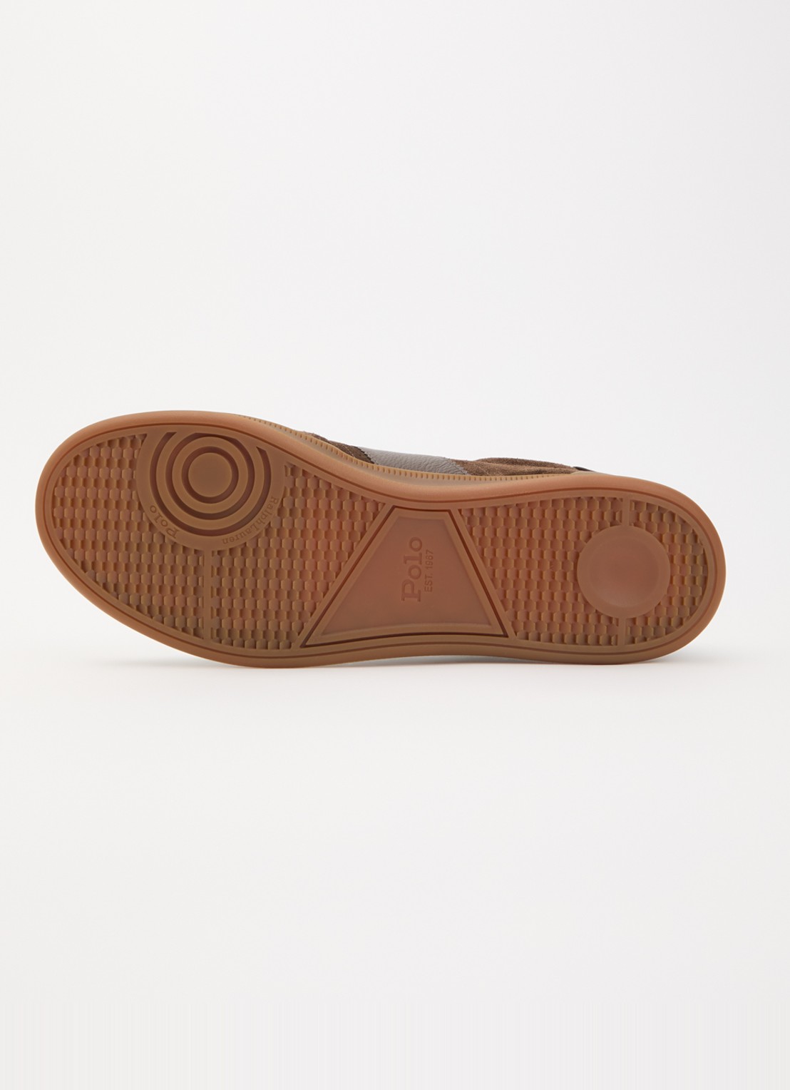 Ralph Lauren Heritage Aera sneaker van suède met leren details en logo - detail 4 chocoladebruin