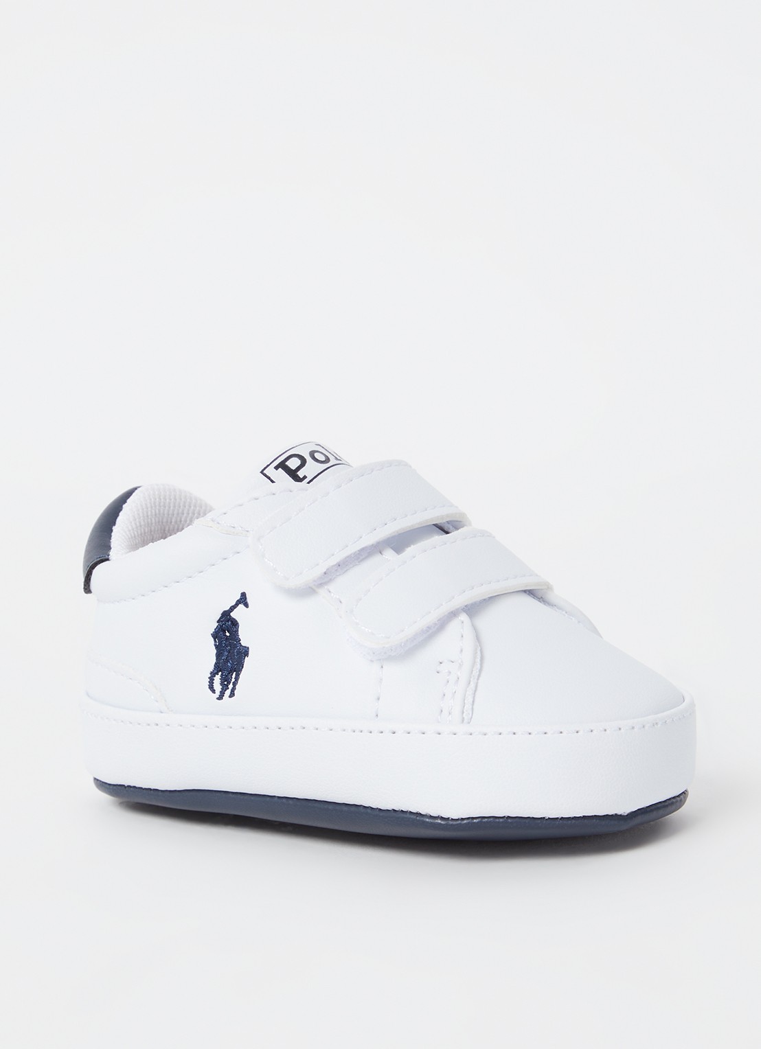 Ralph Lauren Heritage Court II babyschoentje met logoborduring - voorkant donkerblauw