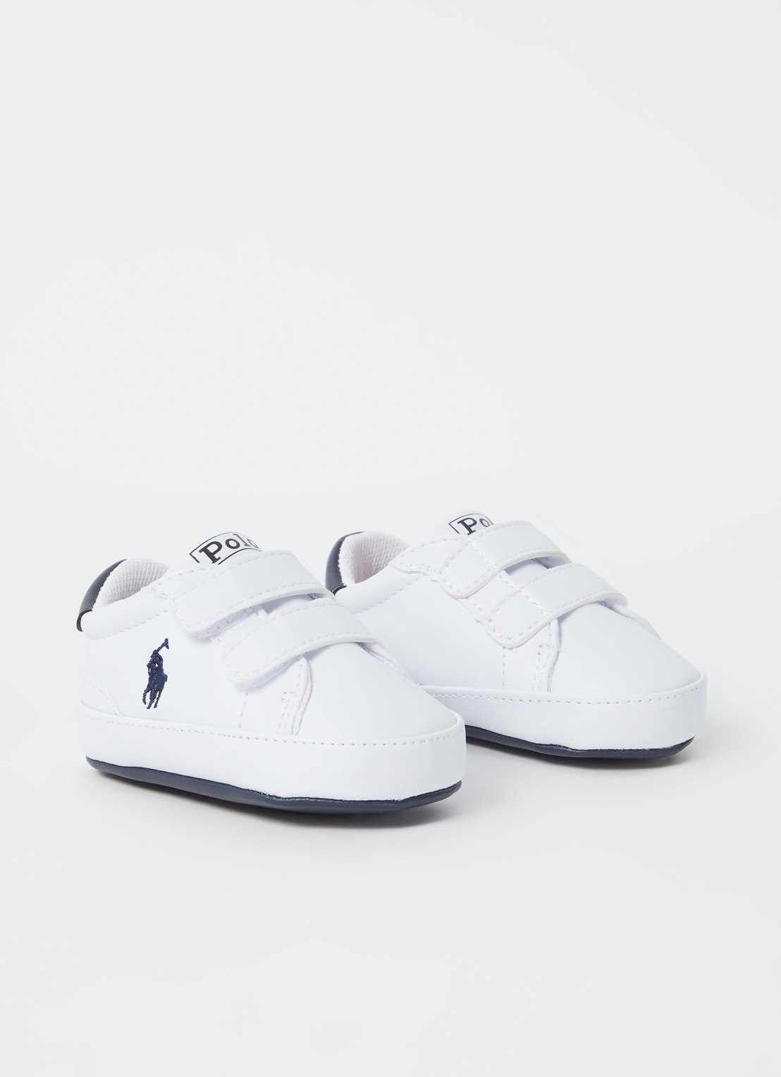 Ralph Lauren Heritage Court II babyschoentje met logoborduring - voorkant 2 donkerblauw
