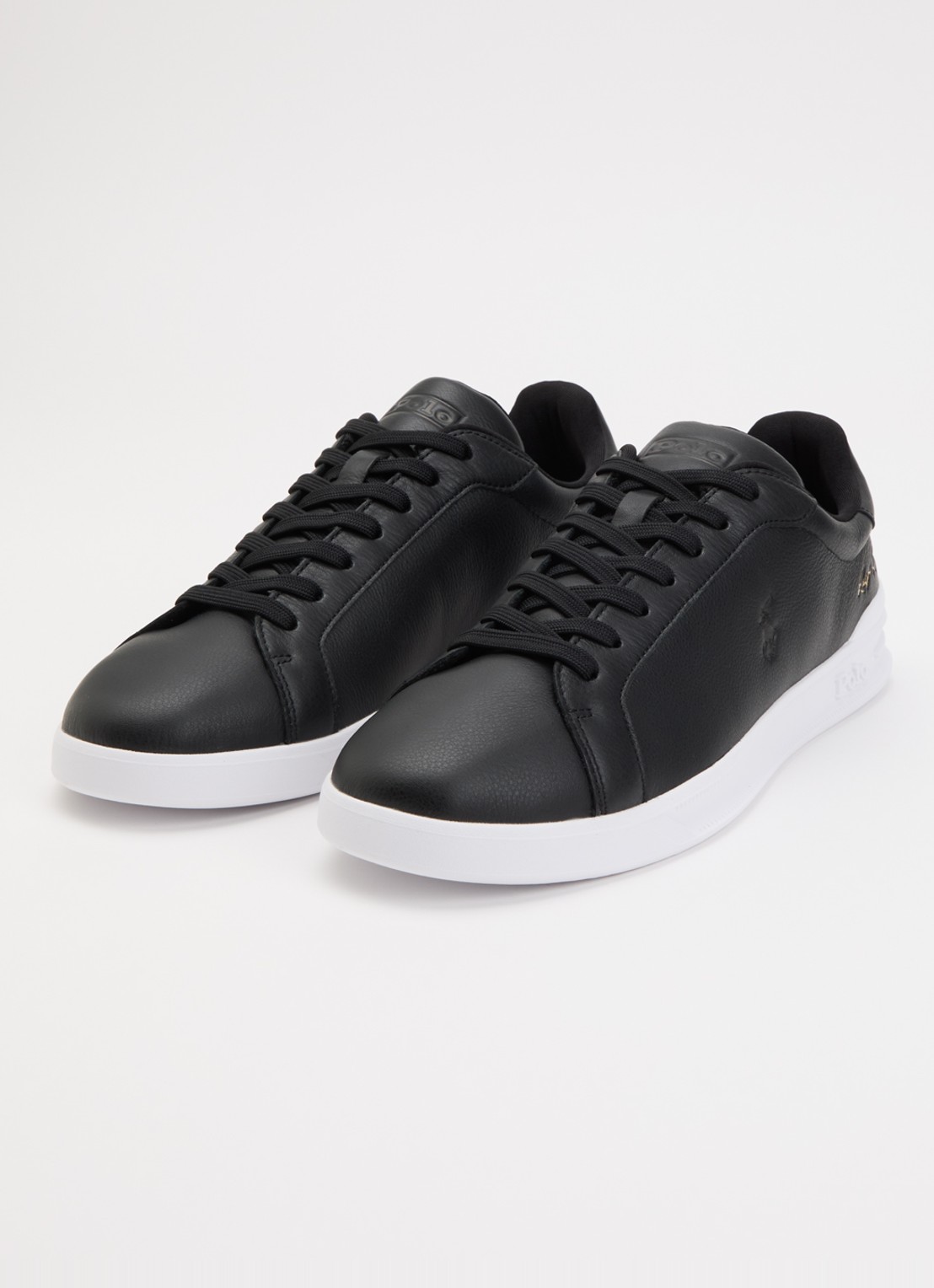 Ralph Lauren Heritage Court II sneaker van leer met logo - detail 2 zwart