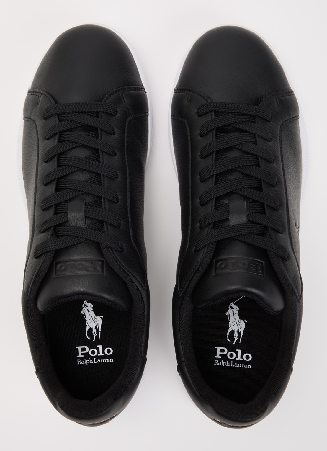 Ralph Lauren Heritage Court II sneaker van leer met logo - detail 3 zwart