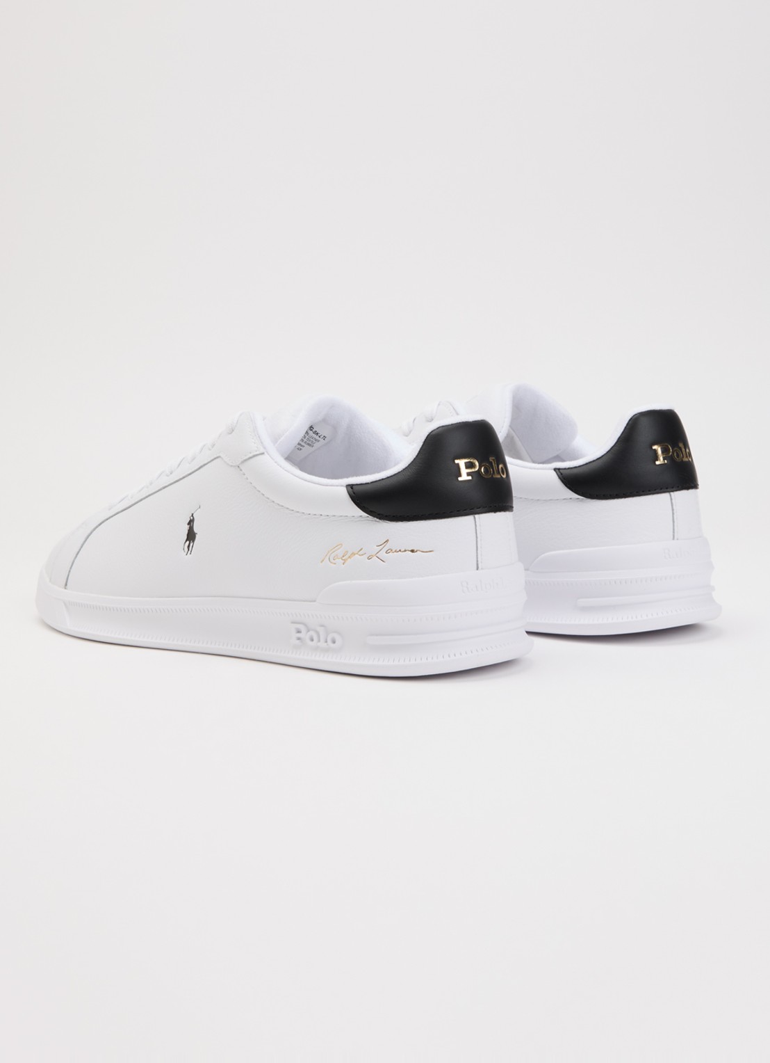 Ralph Lauren Heritage Court II sneaker van leer met logo - achterkant wit
