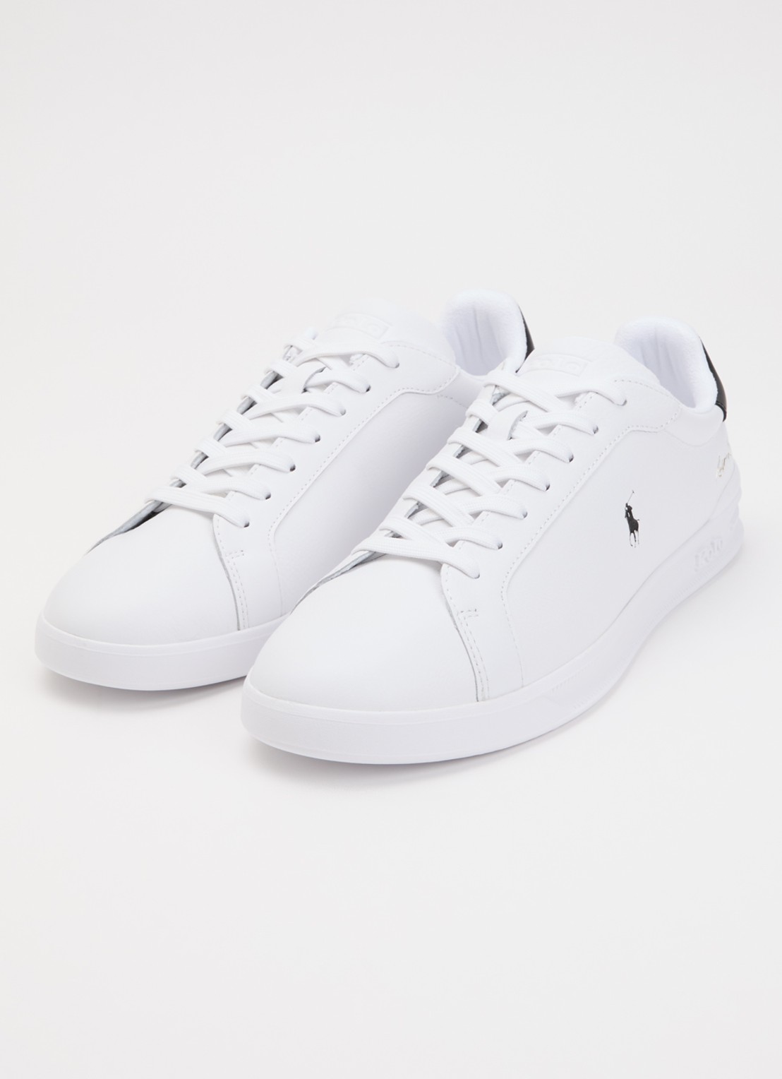 Ralph Lauren Heritage Court II sneaker van leer met logo - detail 2 wit