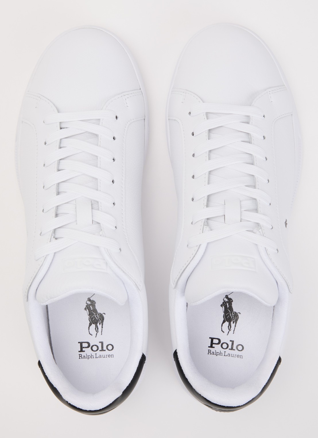 Ralph Lauren Heritage Court II sneaker van leer met logo - detail 3 wit