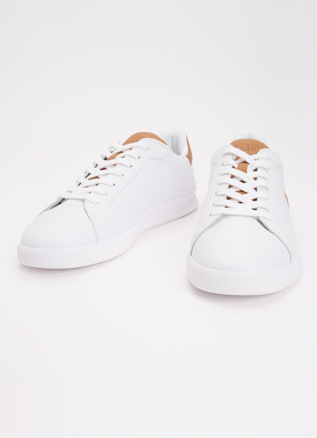 Ralph Lauren Heritage Court II sneaker van leer met logoborduring - detail 2 wit