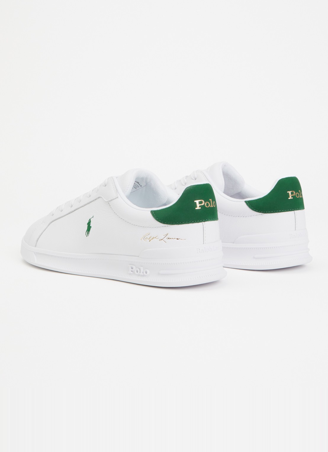 Ralph Lauren Heritage Court II sneaker van leer met logoborduring  - achterkant 5 wit