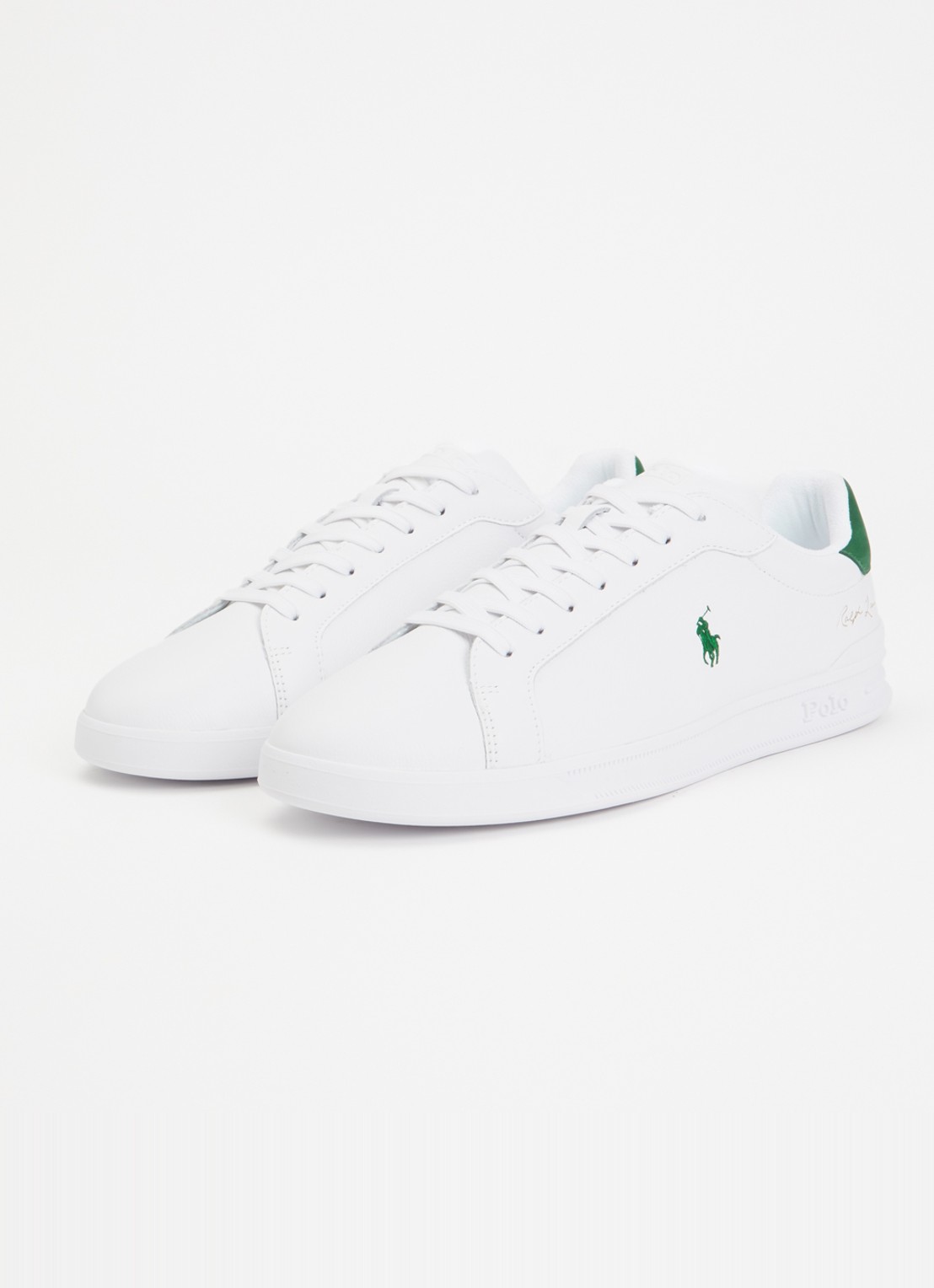 Ralph Lauren Heritage Court II sneaker van leer met logoborduring  - detail 2 wit