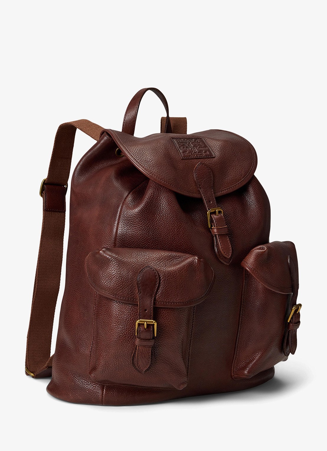Ralph Lauren Heritage rugzak van leer - detail british tan / bruin