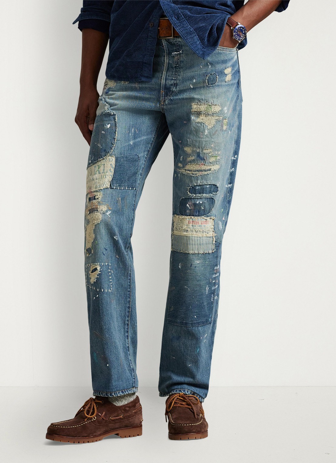 Ralph Lauren Heritage straight leg jeans met destroyed afwerking - detail 4 throwbridge / indigo