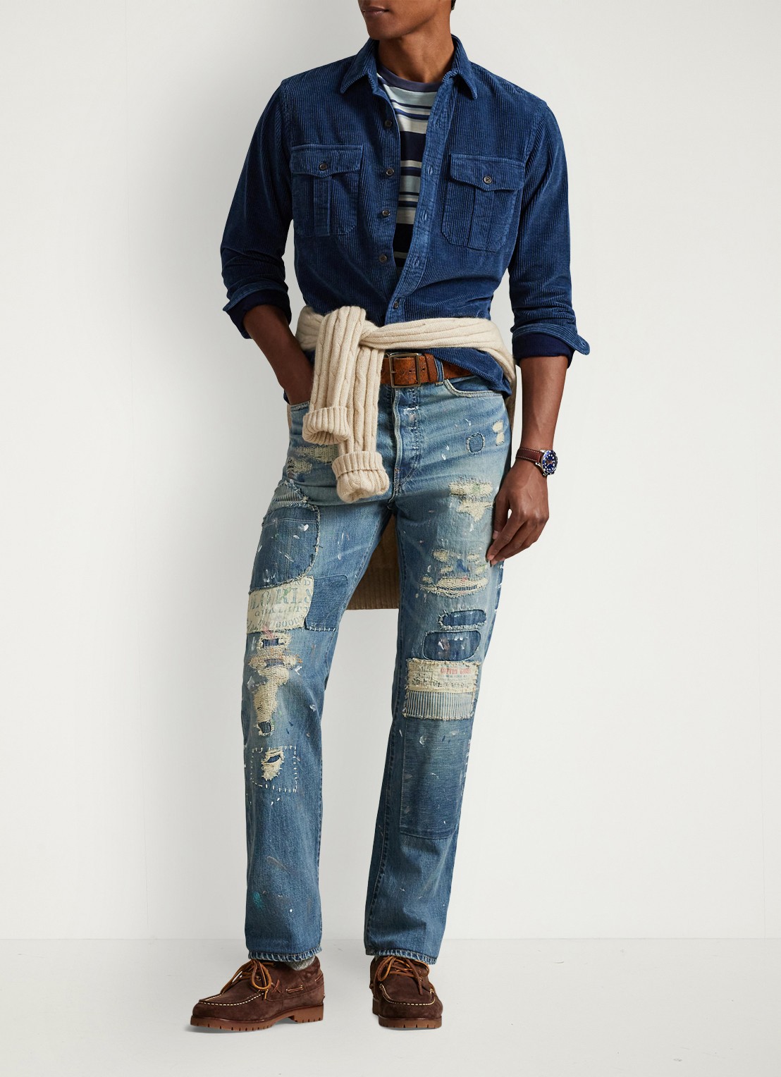 Ralph Lauren Heritage straight leg jeans met destroyed afwerking - voorkant 2 throwbridge / indigo
