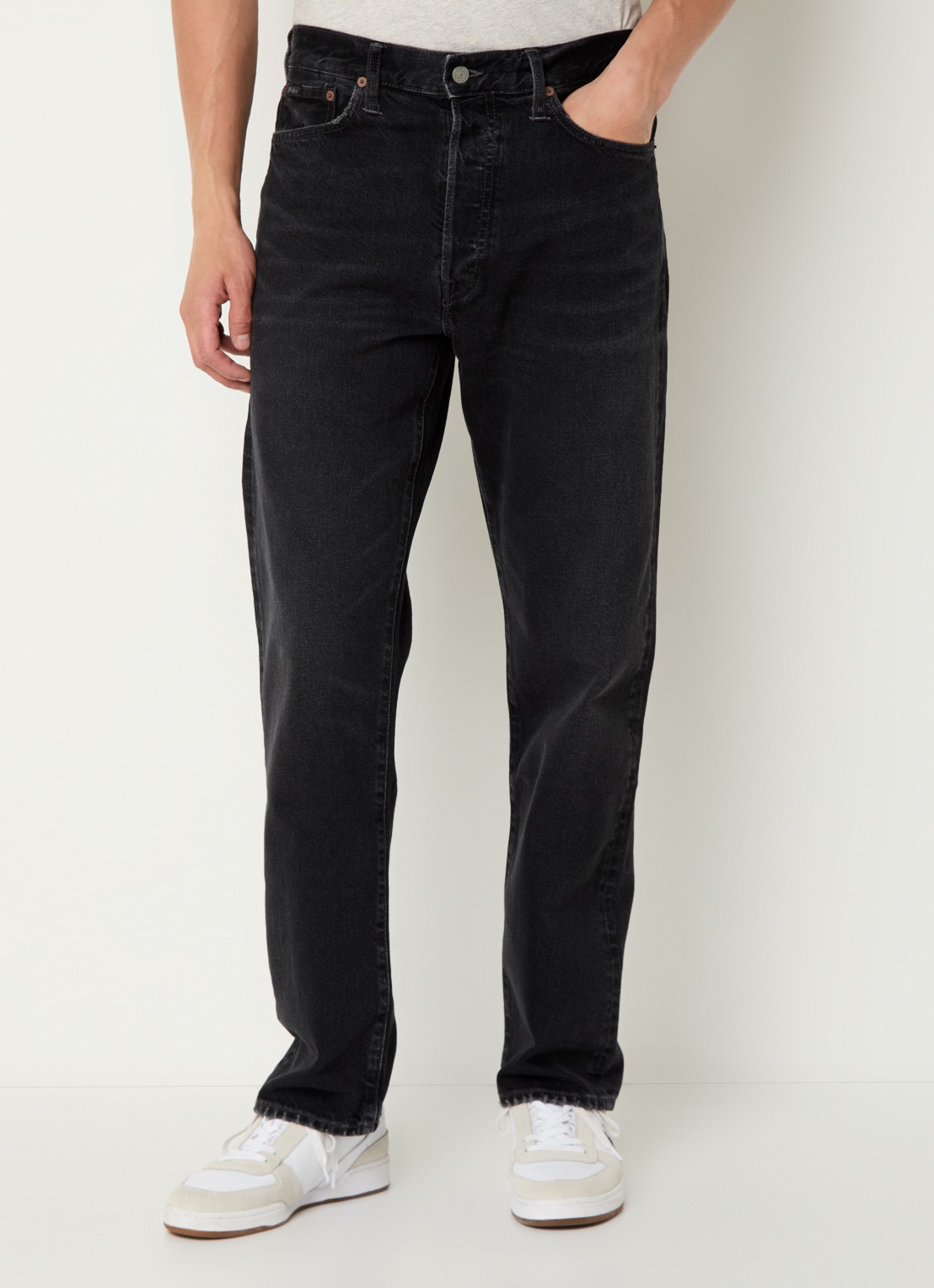 Ralph Lauren Heritage straight leg jeans met gekleurde wassing - detail 4 beavenmeadow / zwart
