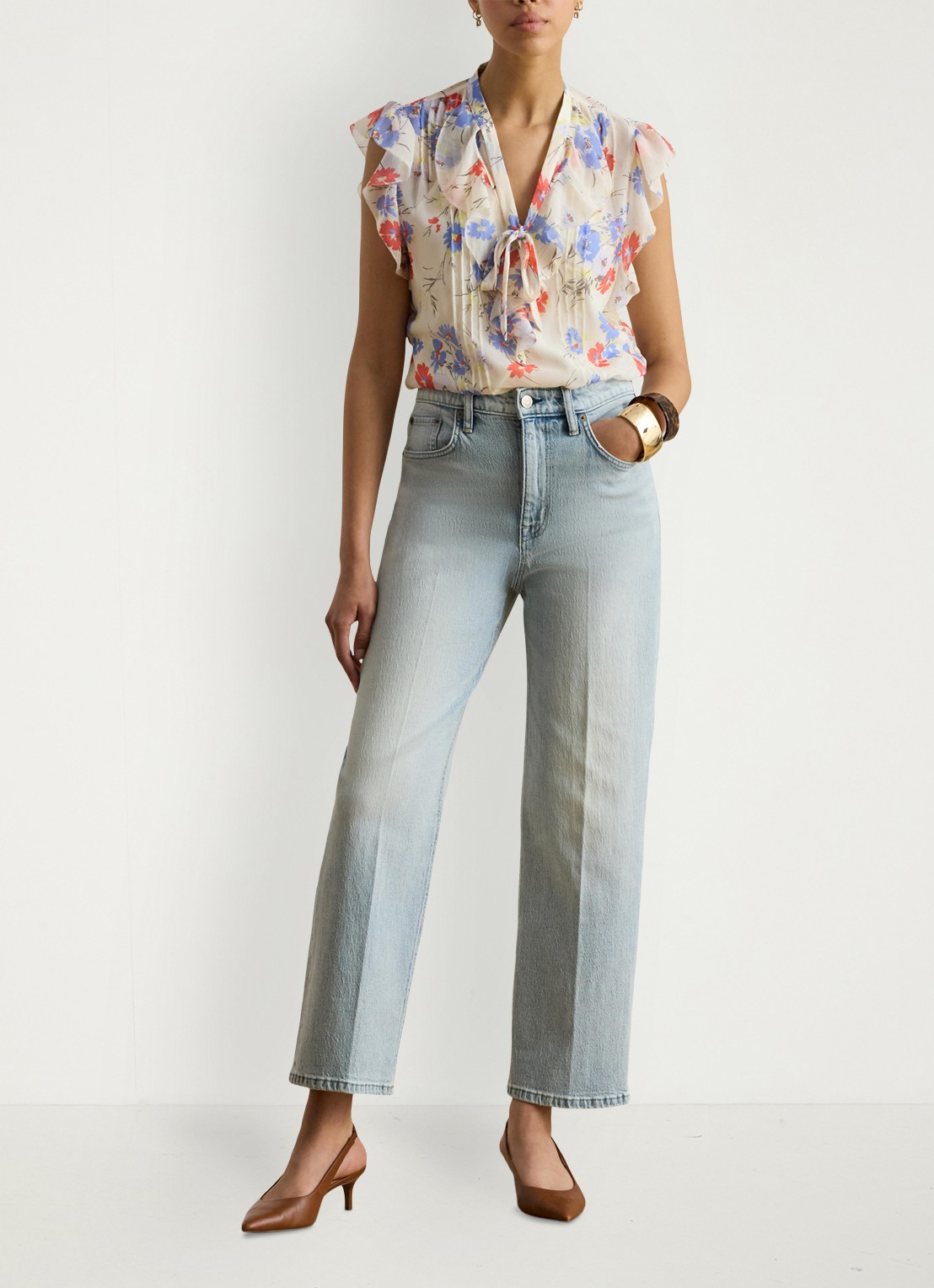 Ralph Lauren High waist bootcut jeans met lichte wassing - voorkant 5 arilee wash