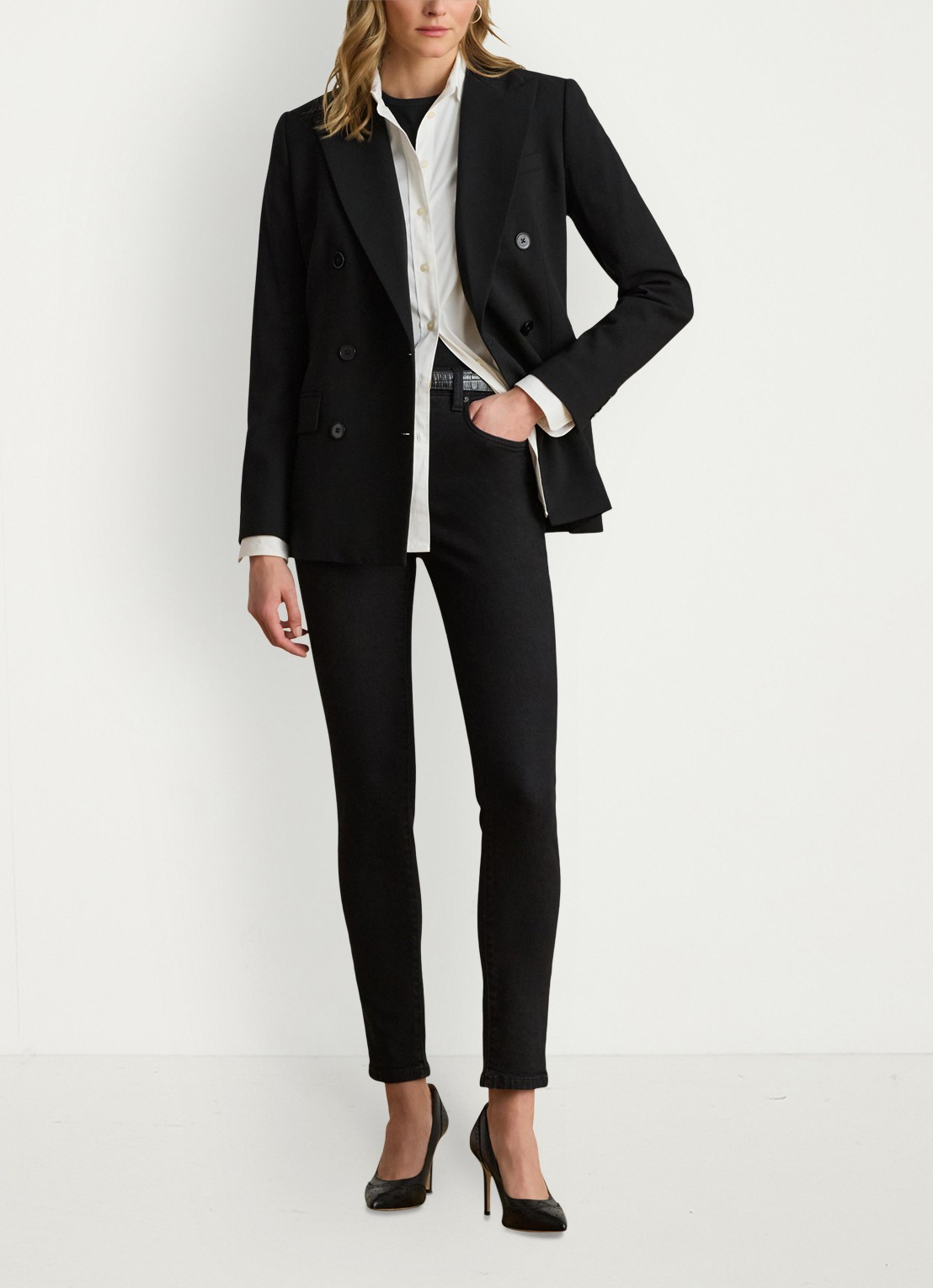 Ralph Lauren High waist cropped skinny jeans met gekleurde wassing - voorkant 4 zwart
