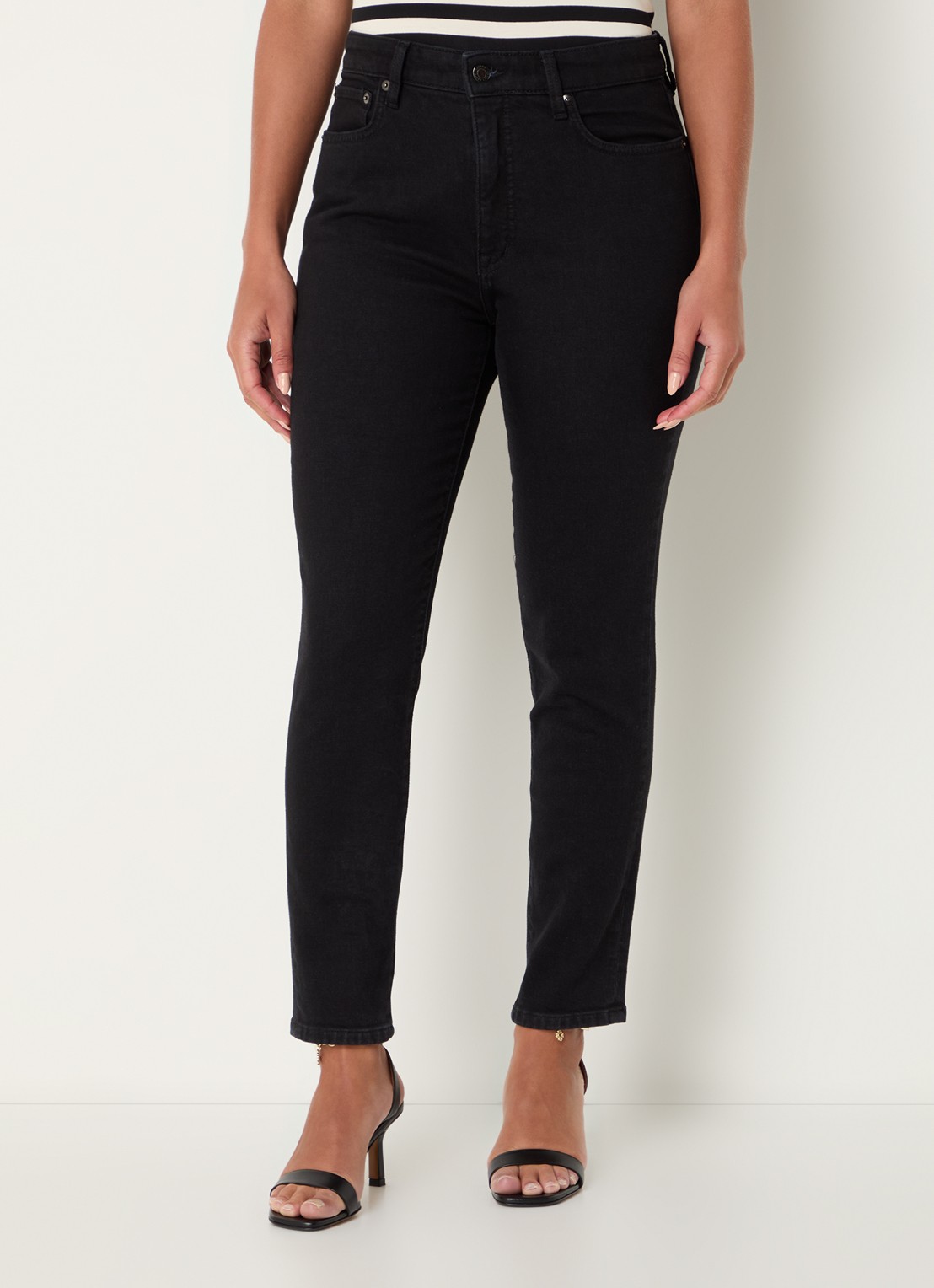 Ralph Lauren High waist cropped skinny jeans met gekleurde wassing - detail 7 zwart
