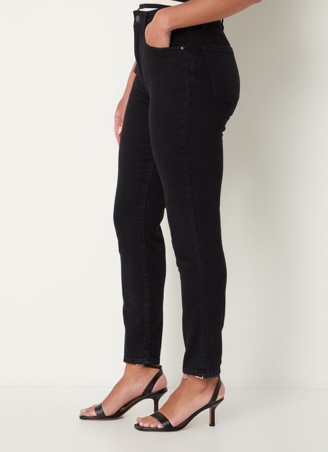 Ralph Lauren High waist cropped skinny jeans met gekleurde wassing - detail 8 zwart