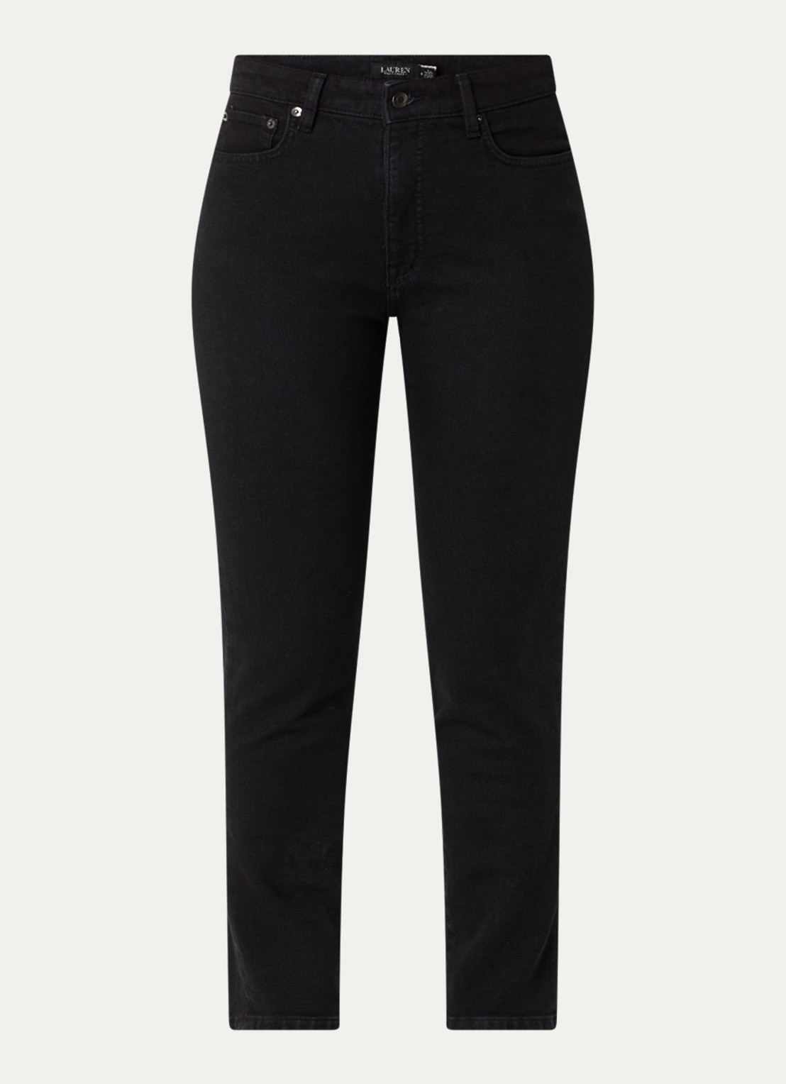Ralph Lauren High waist cropped skinny jeans met gekleurde wassing - voorkant 5 zwart