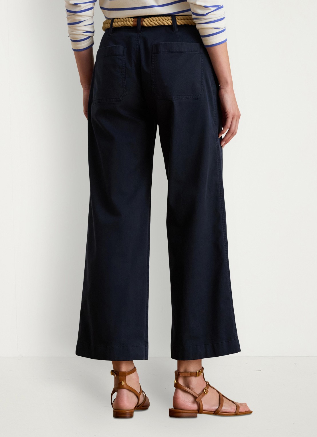 Ralph Lauren High waist flaired fit cropped chino met steekzakken - achterkant 3 lauren navy / blauw
