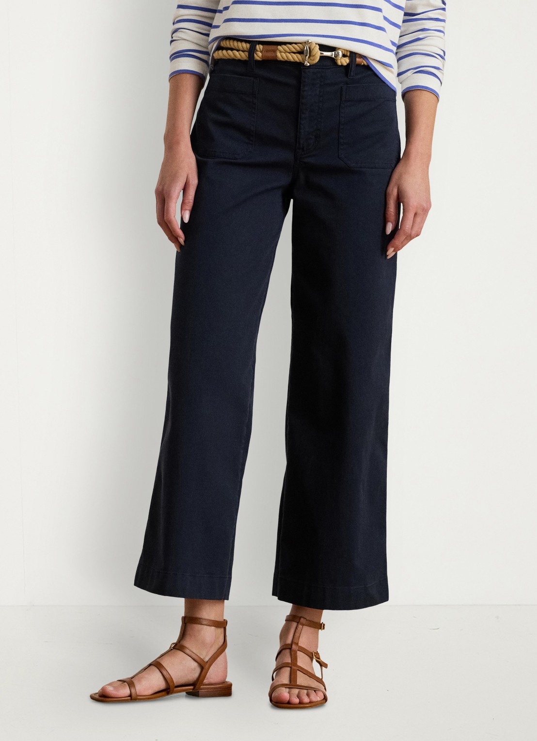 Ralph Lauren High waist flaired fit cropped chino met steekzakken - detail lauren navy / blauw