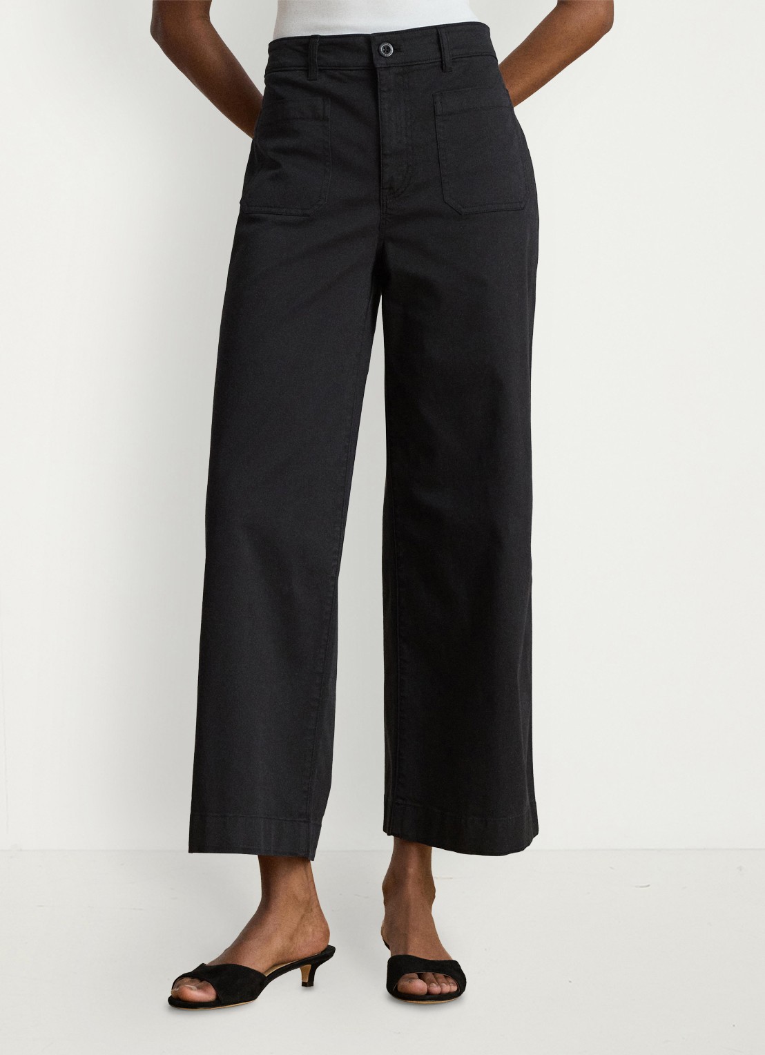Ralph Lauren High waist flaired fit cropped chino met steekzakken - detail zwart
