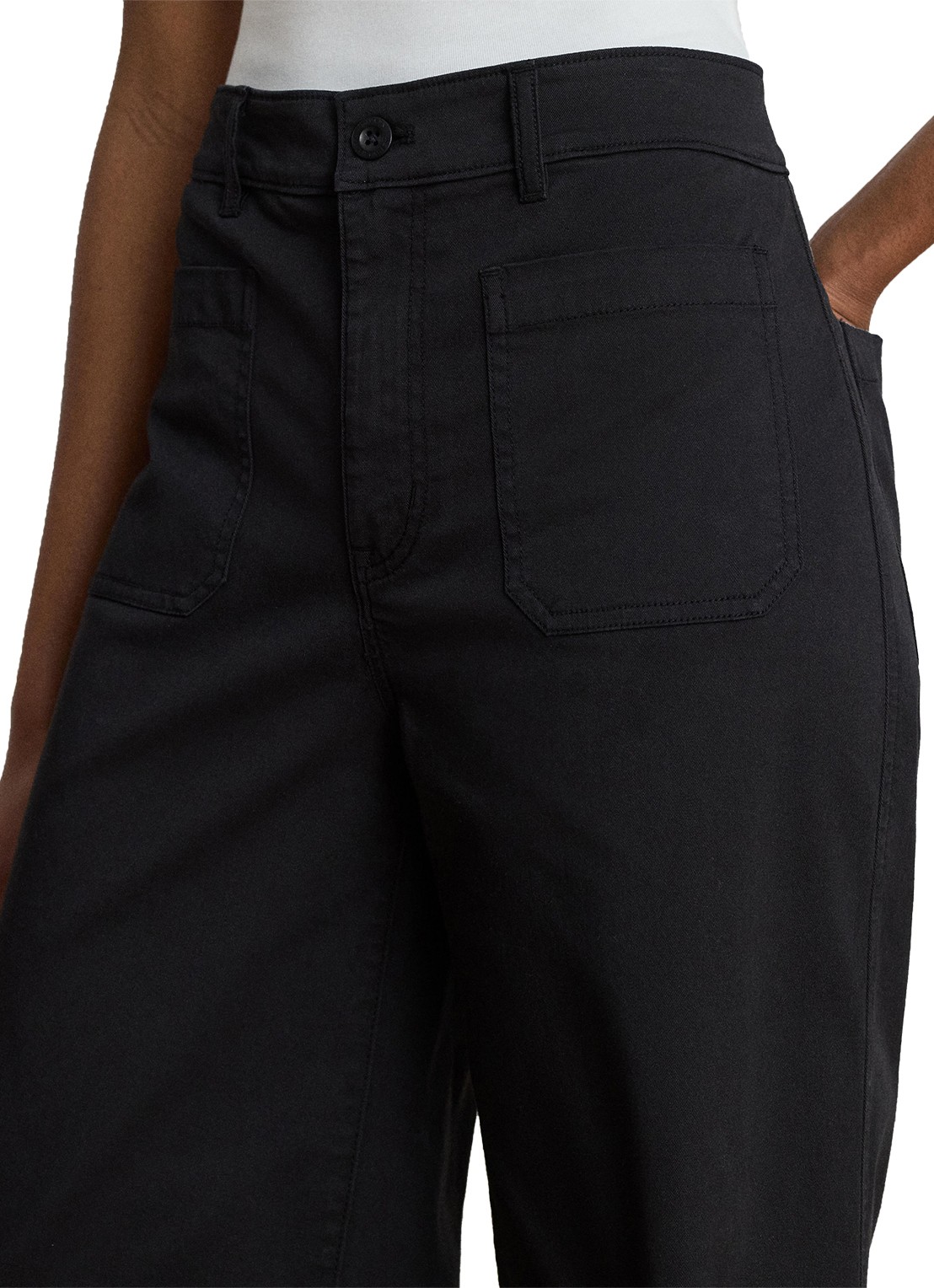 Ralph Lauren High waist flaired fit cropped chino met steekzakken - detail 2 zwart