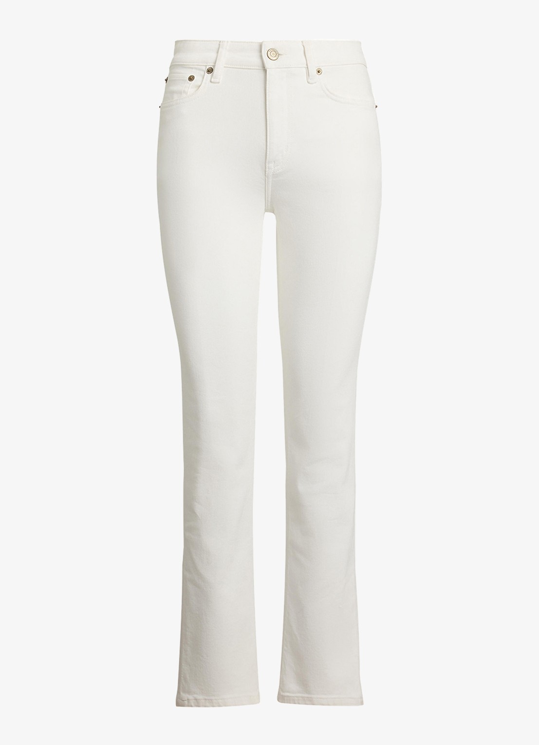 Ralph Lauren High waist flared cropped jeans met steekzakken - voorkant 5 white wsh / wit