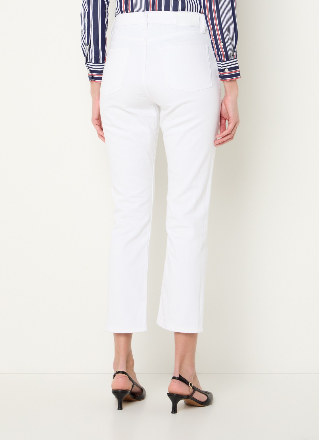 Ralph Lauren High waist flared cropped jeans met steekzakken - achterkant 9 white wsh / wit