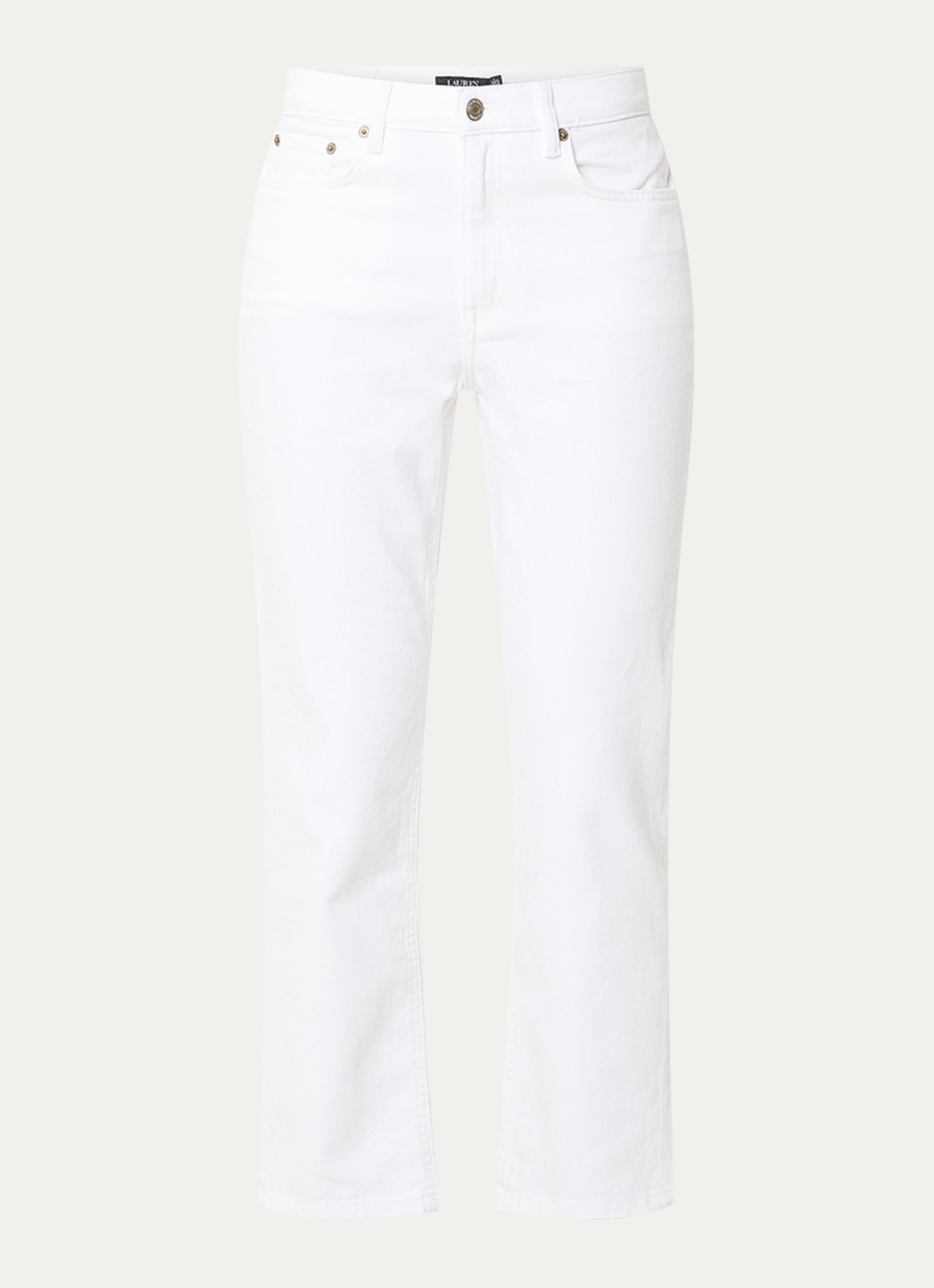 Ralph Lauren High waist flared cropped jeans met steekzakken - voorkant 7 white wsh / wit