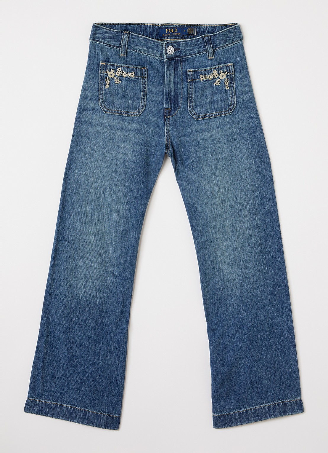 Ralph Lauren High waist flared jeans met donkere wassing  - voorkant indigo