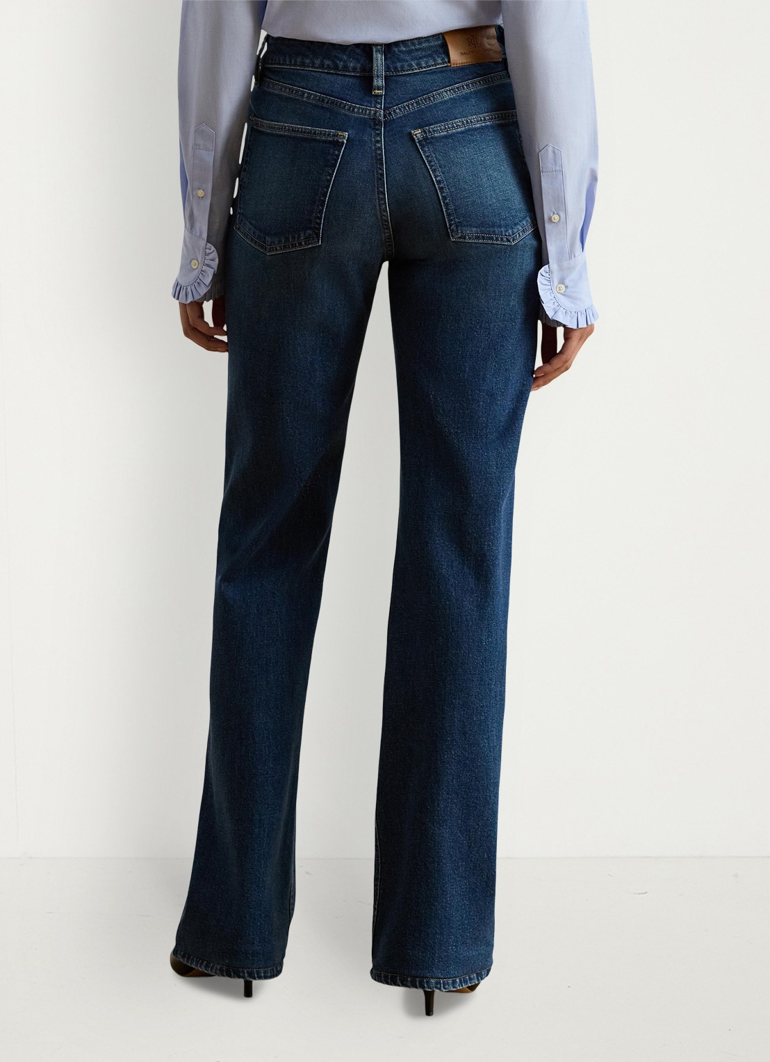 Ralph Lauren High waist flared jeans met donkere wassing - achterkant 5 maxen wash / indigo