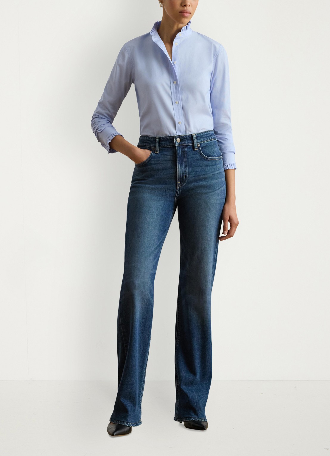 Ralph Lauren High waist flared jeans met donkere wassing - voorkant 2 maxen wash / indigo