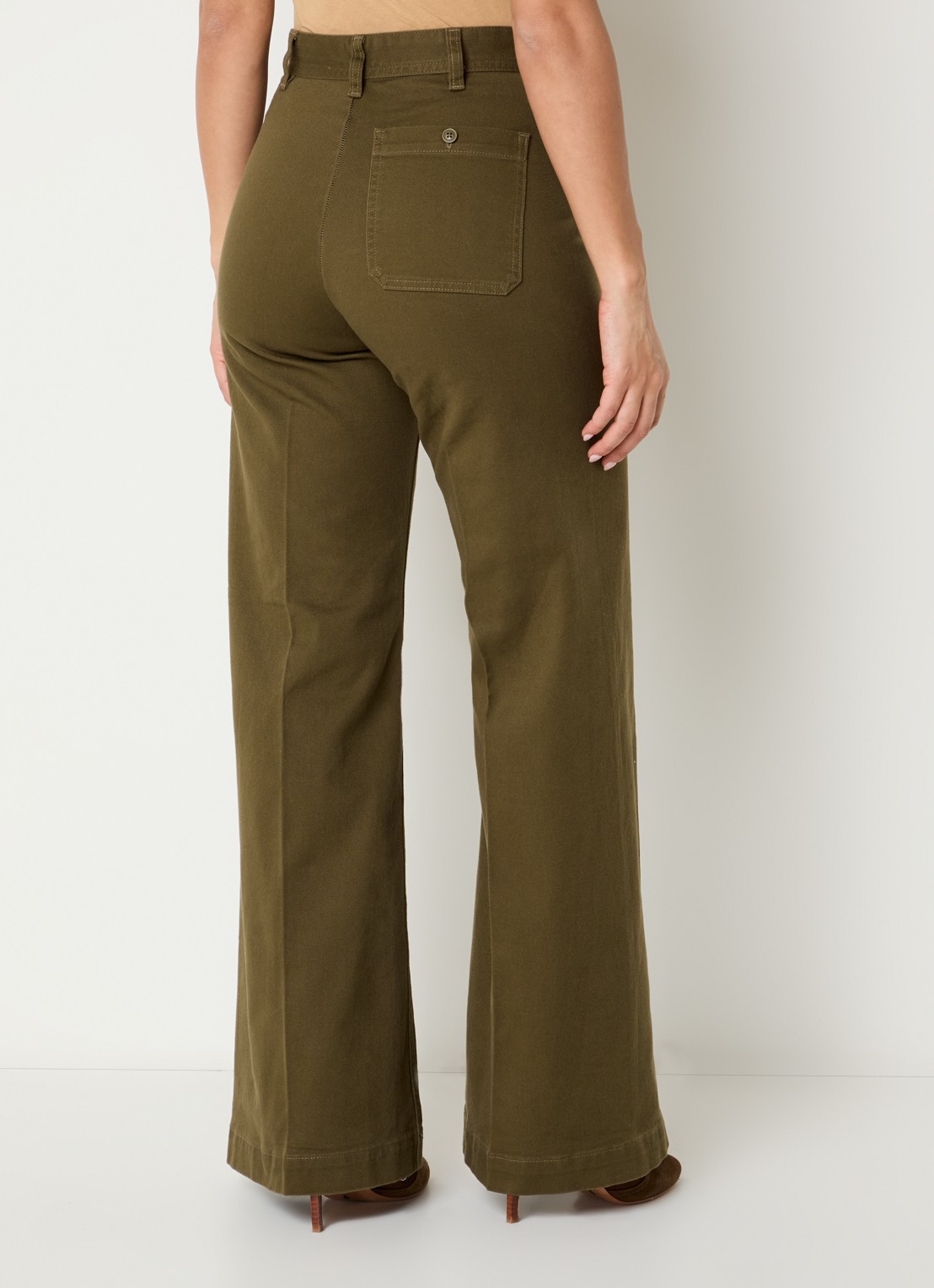 Ralph Lauren High waist flared jeans met gekleurde wassing en persplooi - achterkant 2 olijfgroen