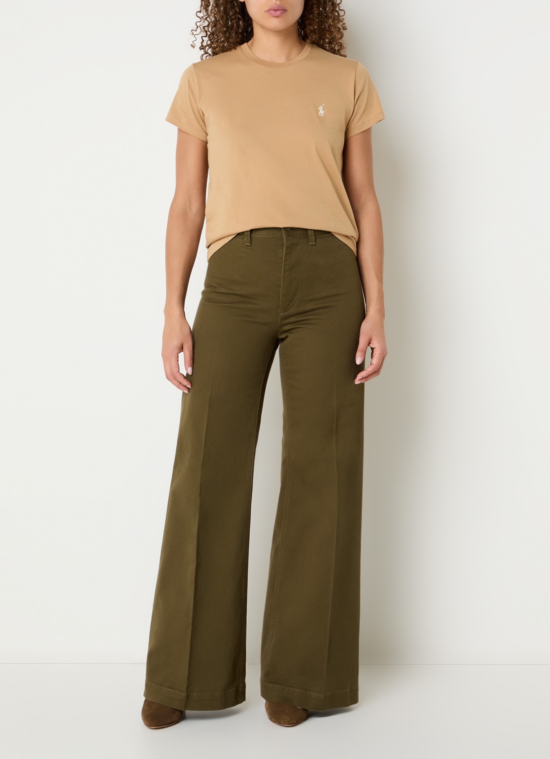Ralph Lauren High waist flared jeans met gekleurde wassing en persplooi - voorkant 4 olijfgroen