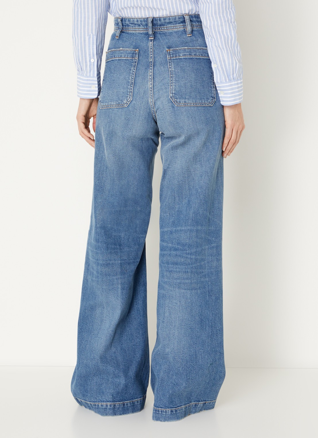 Ralph Lauren High waist flared jeans met lichte wassing - achterkant 2 indigo