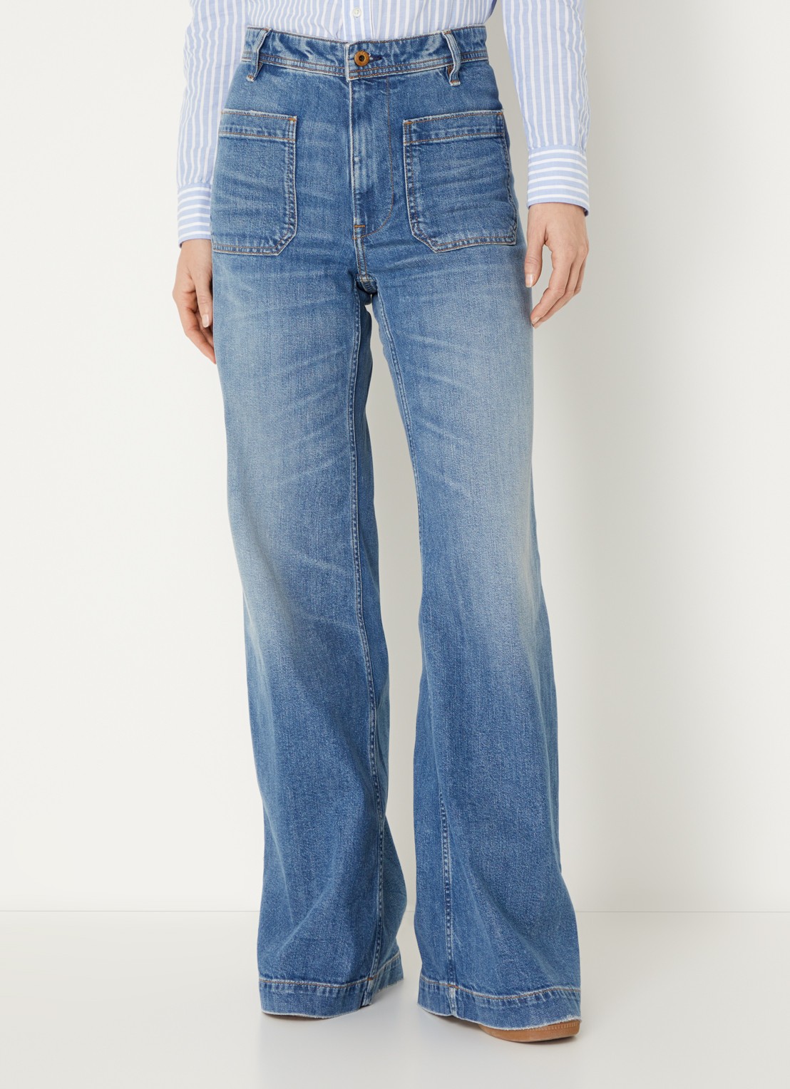 Ralph Lauren High waist flared jeans met lichte wassing - detail indigo