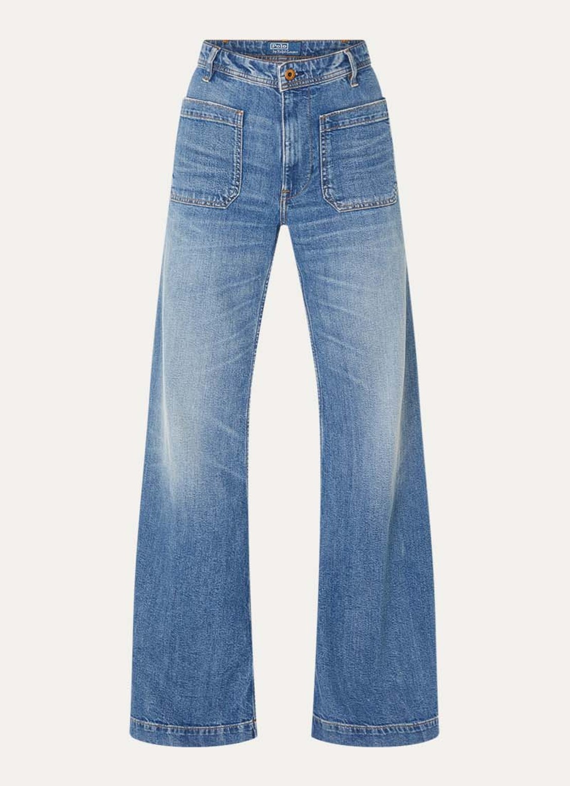 Ralph Lauren High waist flared jeans met lichte wassing - voorkant 3 indigo