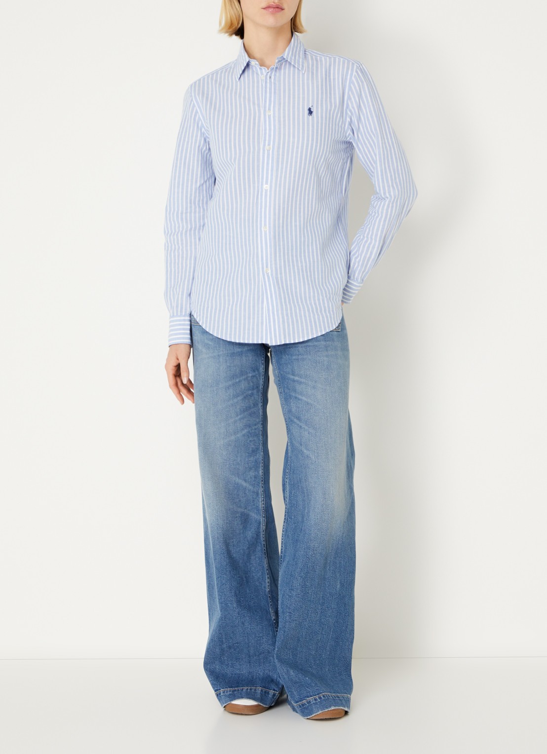 Ralph Lauren High waist flared jeans met lichte wassing - voorkant 4 indigo