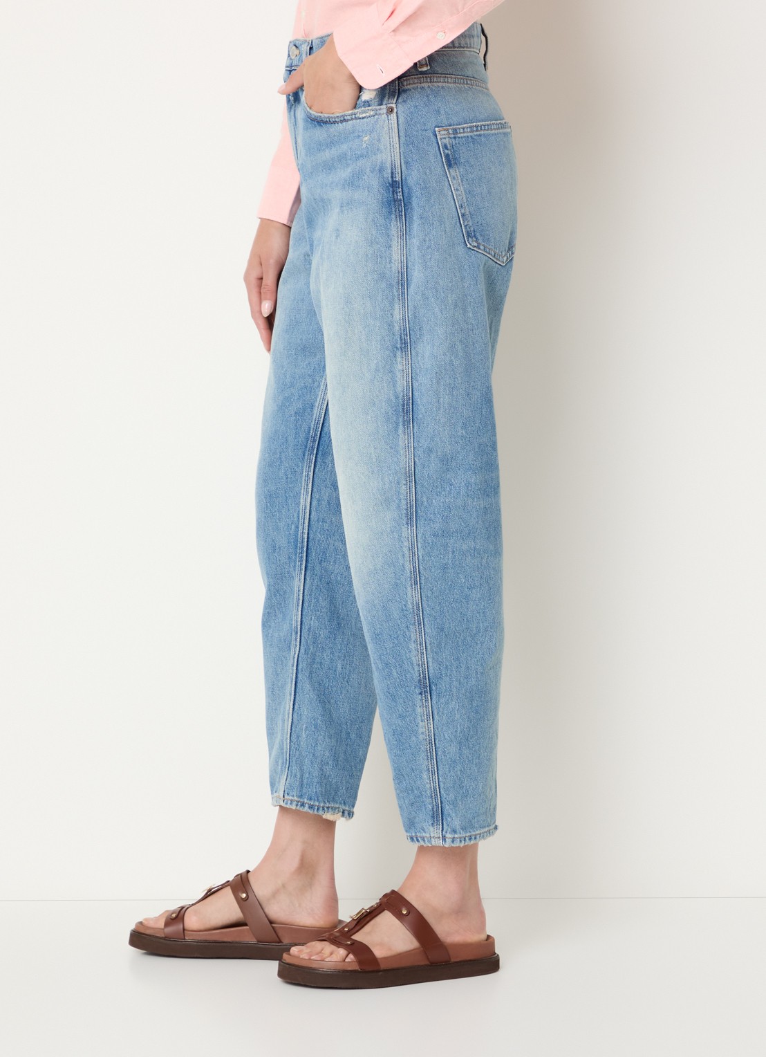 Ralph Lauren High waist loose fit jeans met lichte wassing - detail 2 indigo