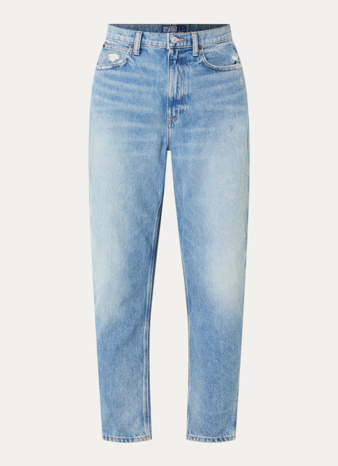 Ralph Lauren High waist loose fit jeans met lichte wassing - voorkant 4 indigo