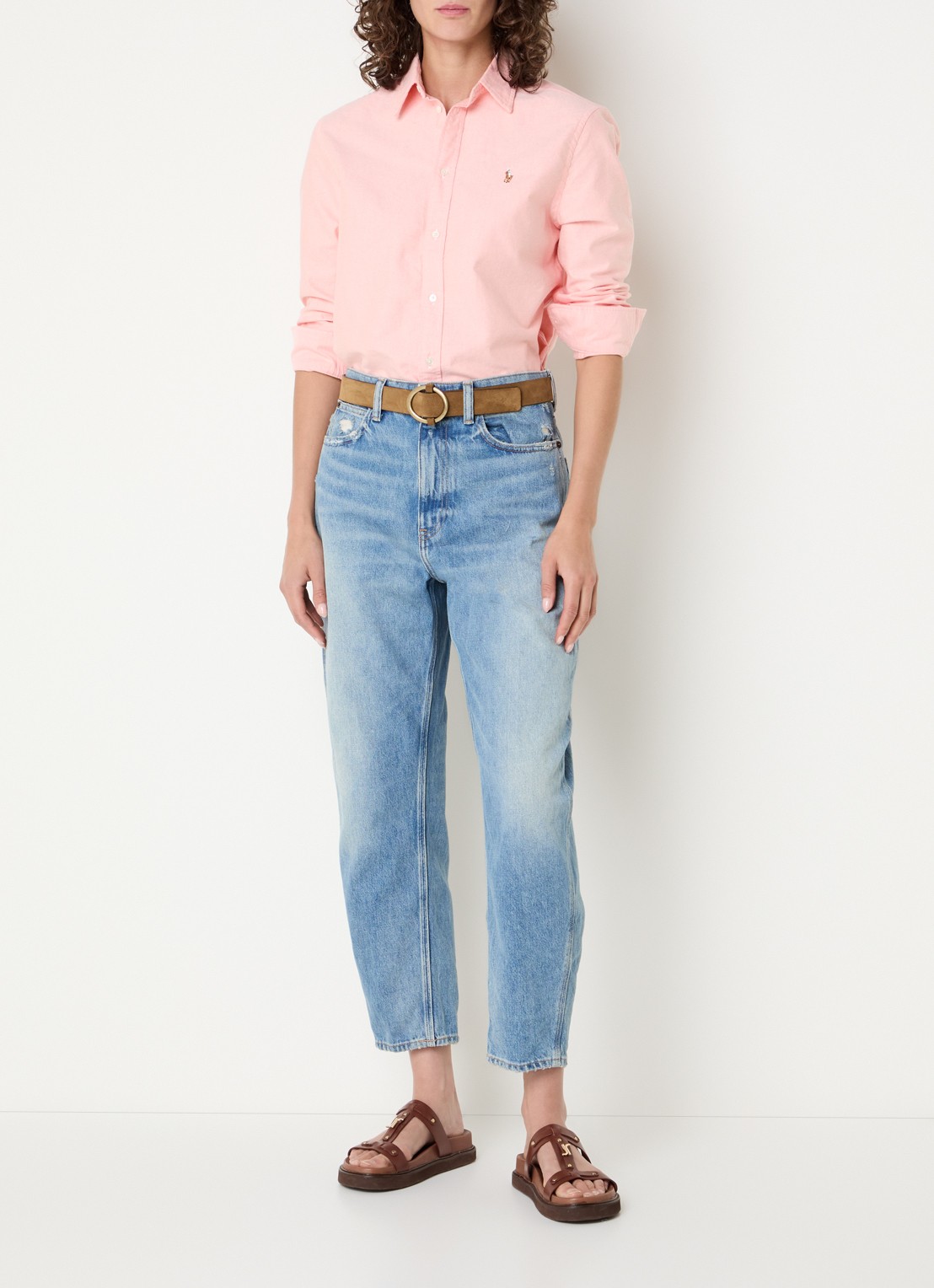 Ralph Lauren High waist loose fit jeans met lichte wassing - voorkant 5 indigo